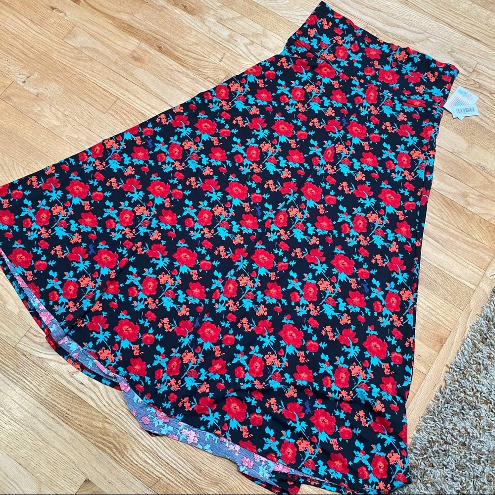 NWT LuLaRoe red floral unicorn maxi XL